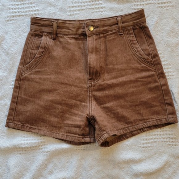 🧡 3/$25 - Brown Boho Style High Waisted Jean Shorts - Picture 2 of 6